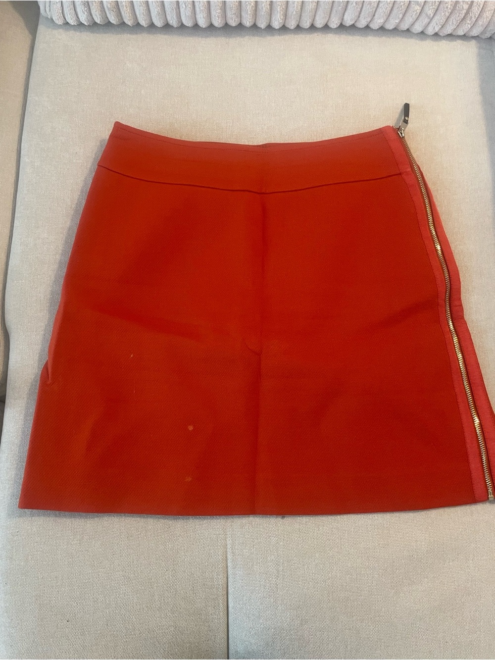 Ann Taylor Orange Mini Skirt with Side Zip Detail